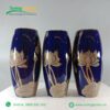 Lọ hoa dáng bom men màu họa tiết hoa sen gấm