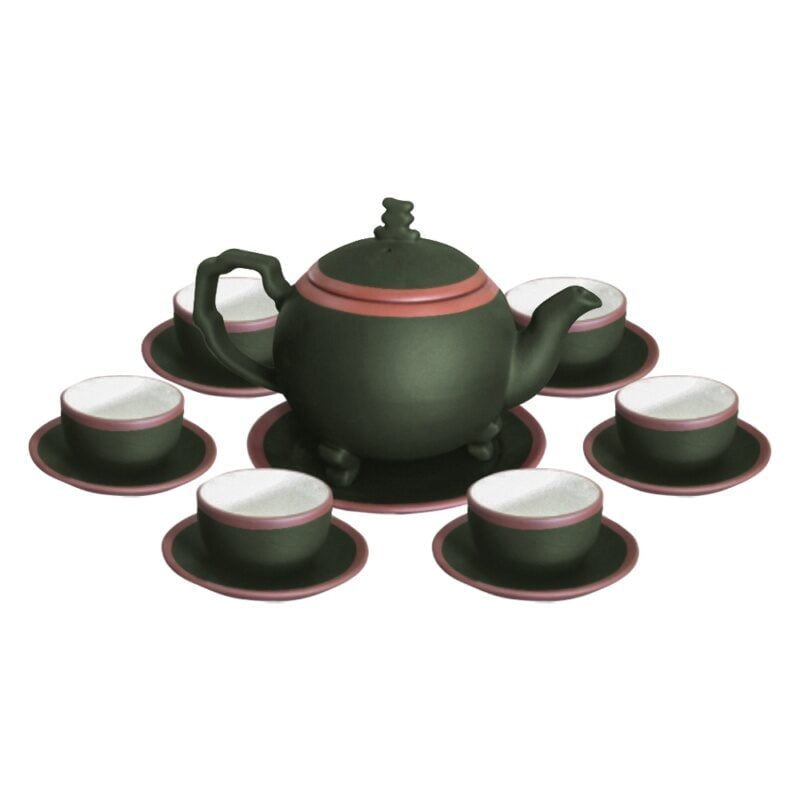 Bộ ấm trà đẹp cây thông xanh rêu được làm từ đất tử sa nguyên chất giúp cho hương vị thực uống đậm đà và thơm ngon hơn