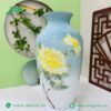 Bình Hoa Bát Tràng Men Xanh Vẽ Hoa Mẫu Đơn Vàng