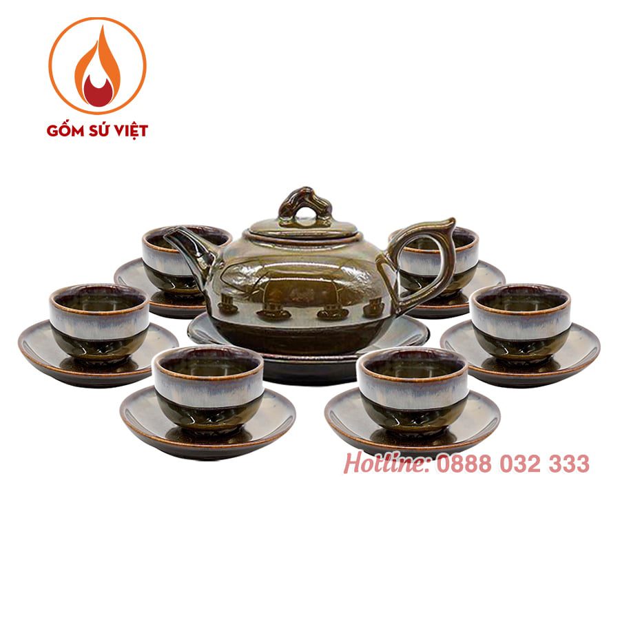 Bộ ấm trà hỏa biến đẹp Bát Tràng