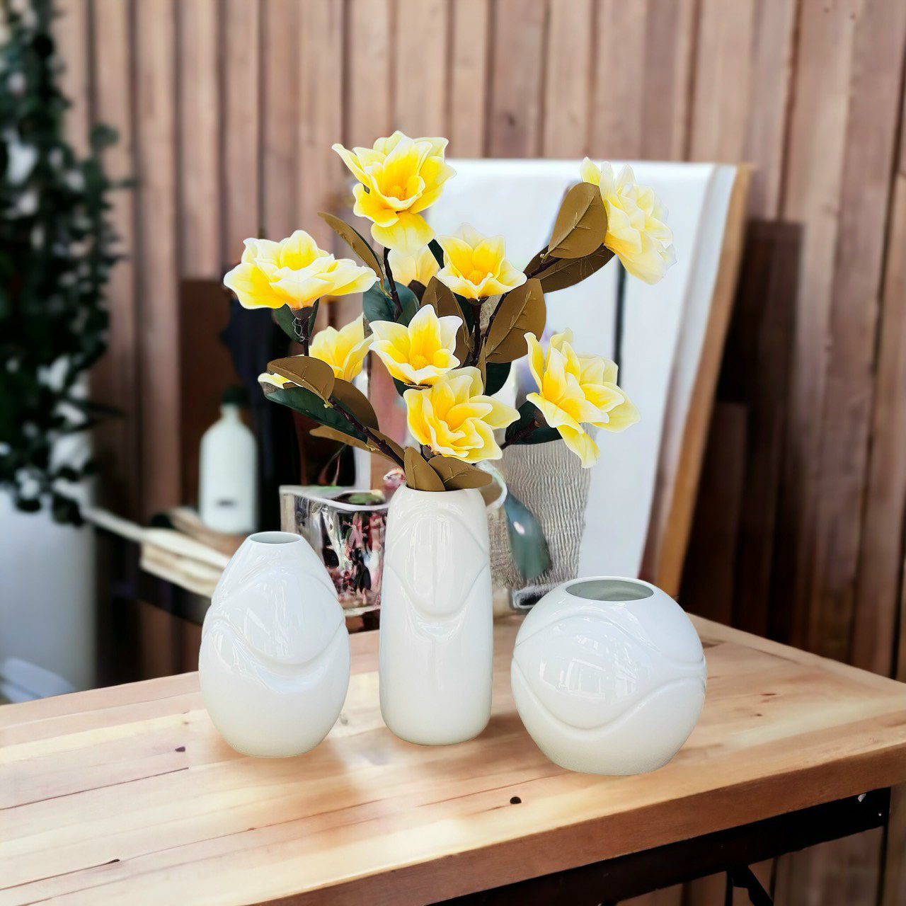 Bình Hoa Sứ Trắng Bát Tràng