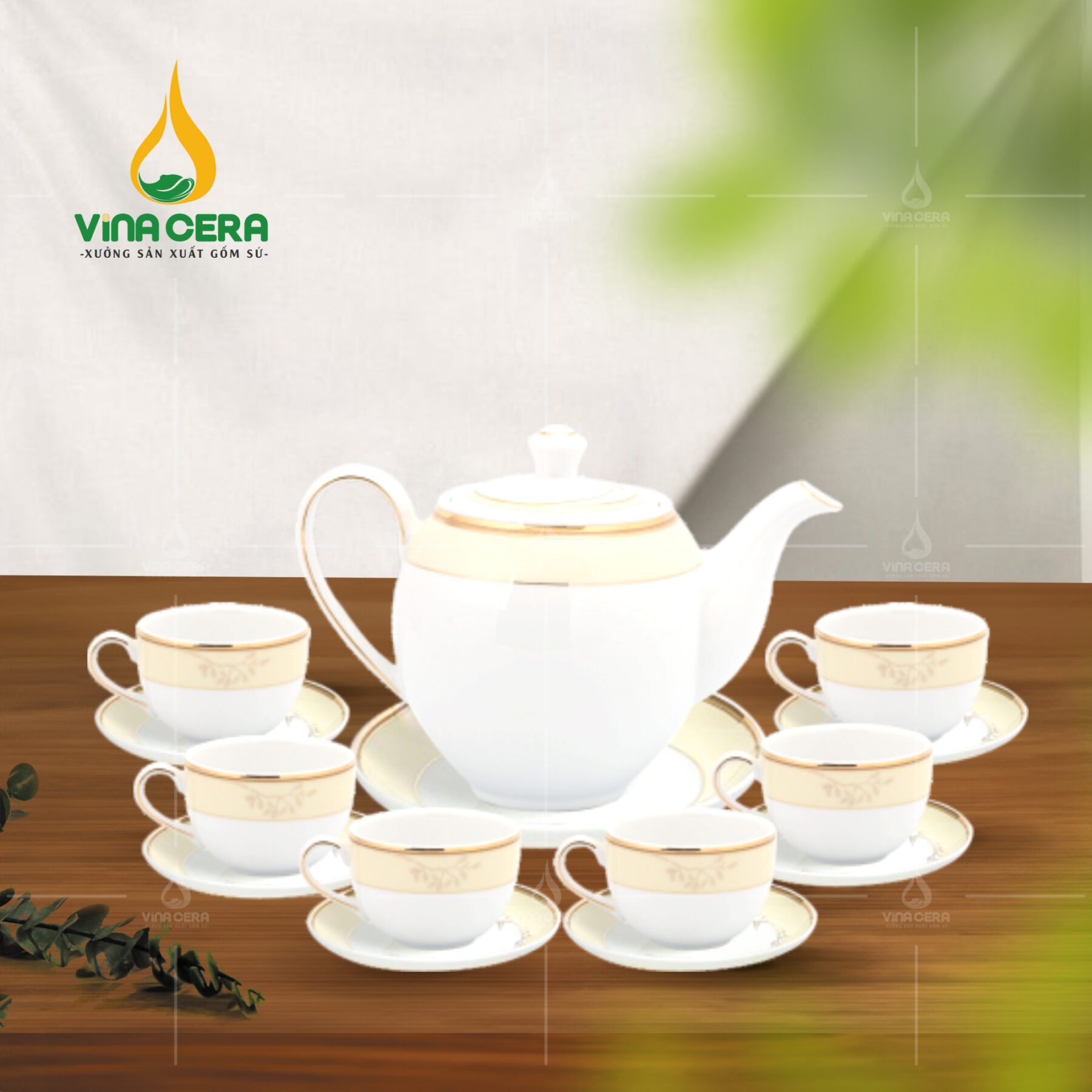 Bộ ấm trà sứ hương biển