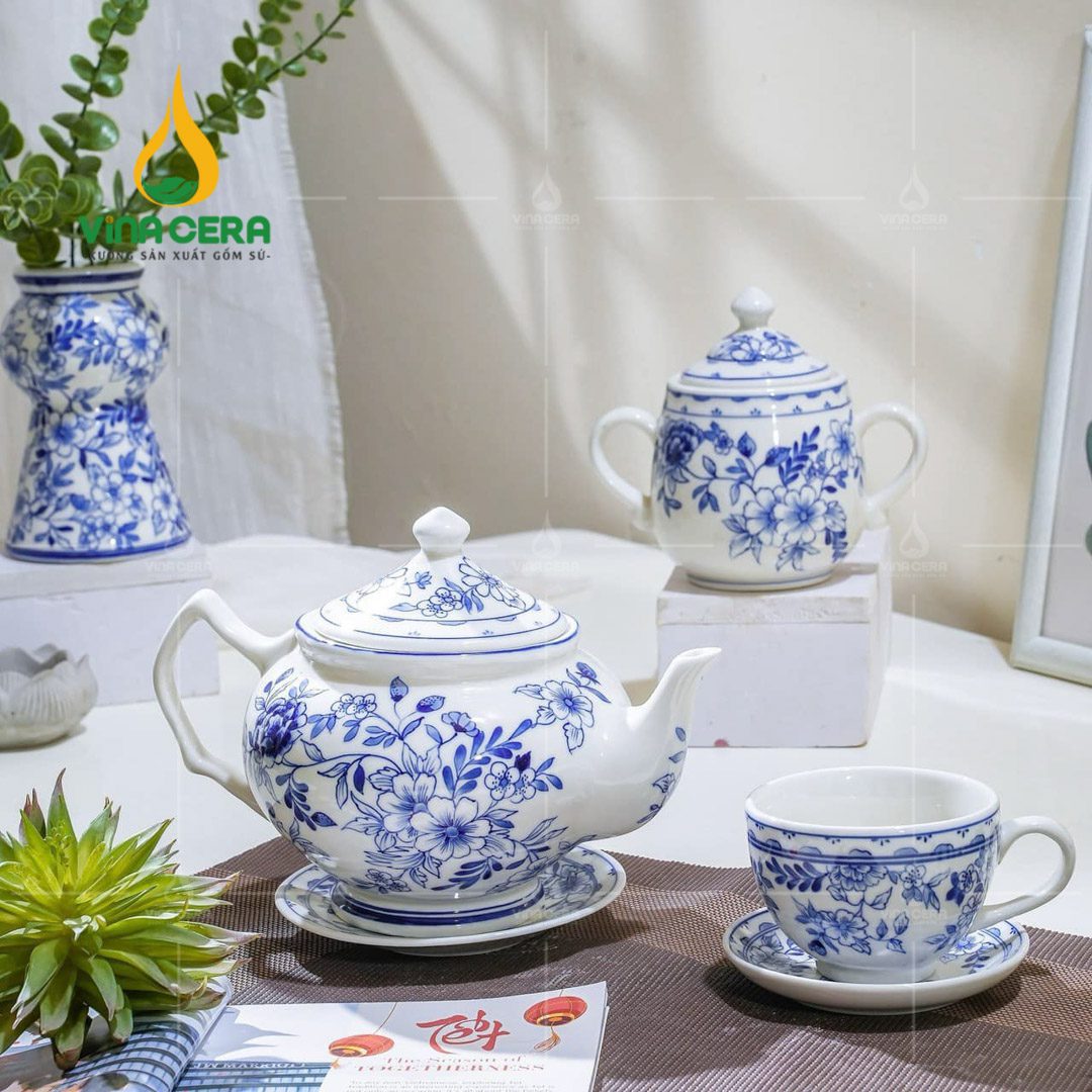 Bộ ấm Chén Hoa Văn