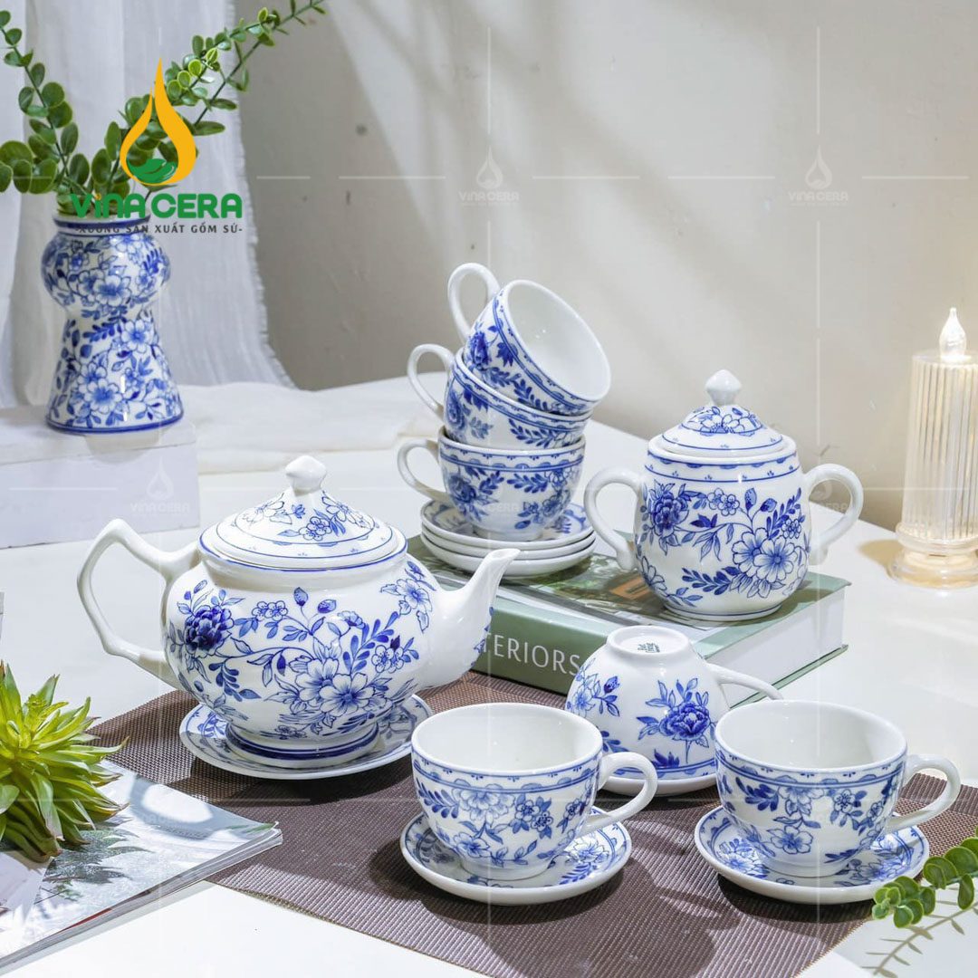 Bộ ấm Chén Hoa Văn