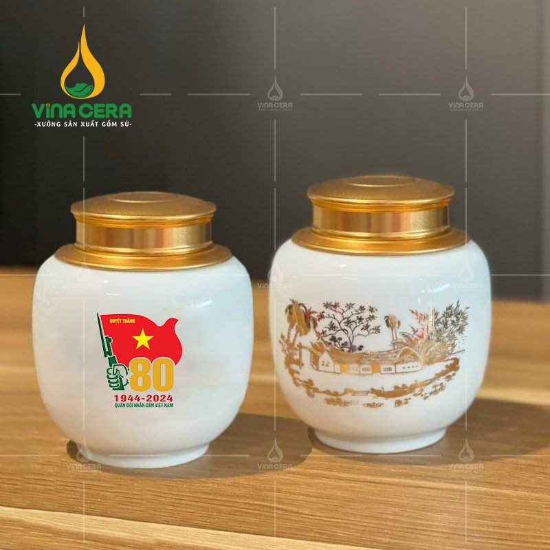 Hủ đựng trà quà tặng Thành lập Quân Đội Nhân Dân Việt Nam