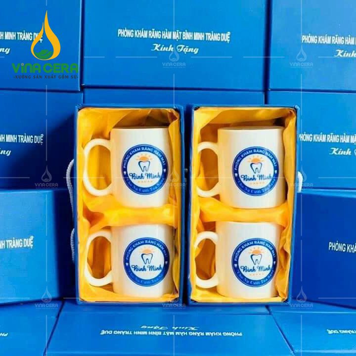 Ly sứ trắng in logo