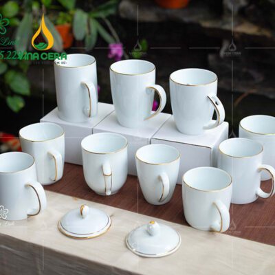 Ly sứ trắng in logo