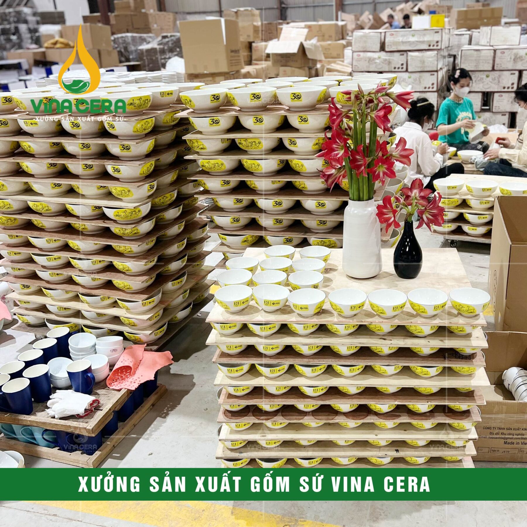 xưởng Sản Xuất Gốm Sứ VinaCera - Sản Xuất Chén Đĩa Bát Tràng
