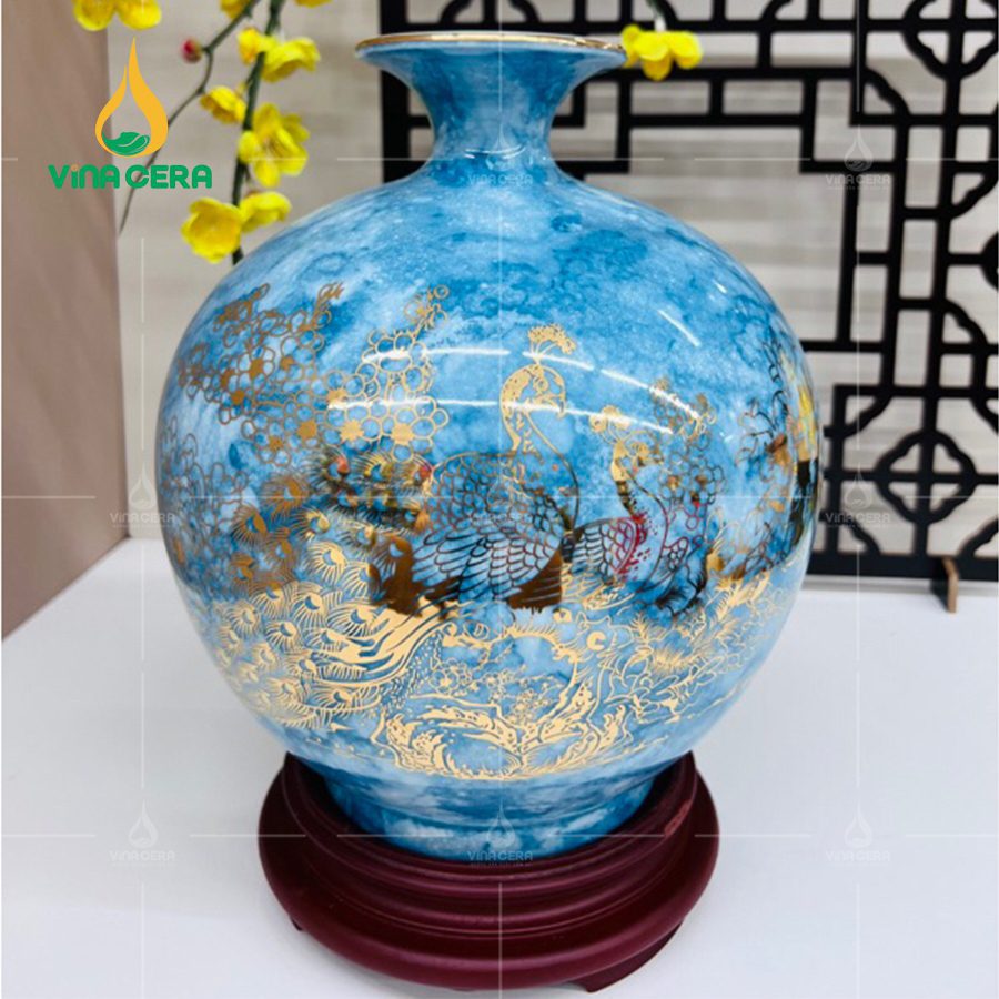 Bình hút lộc men vân đá Chim Công - Công Thành Danh Toại