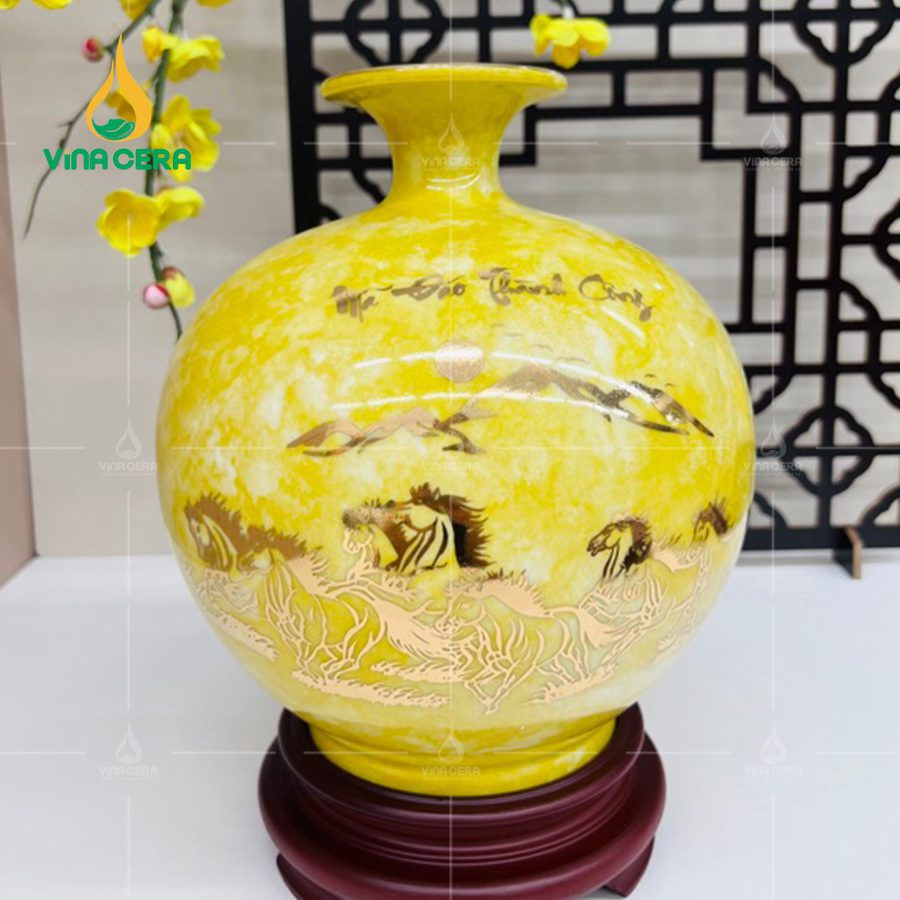 Bình Hút Lộc Men Vân Đá Gốm Sứ Bát Tràng