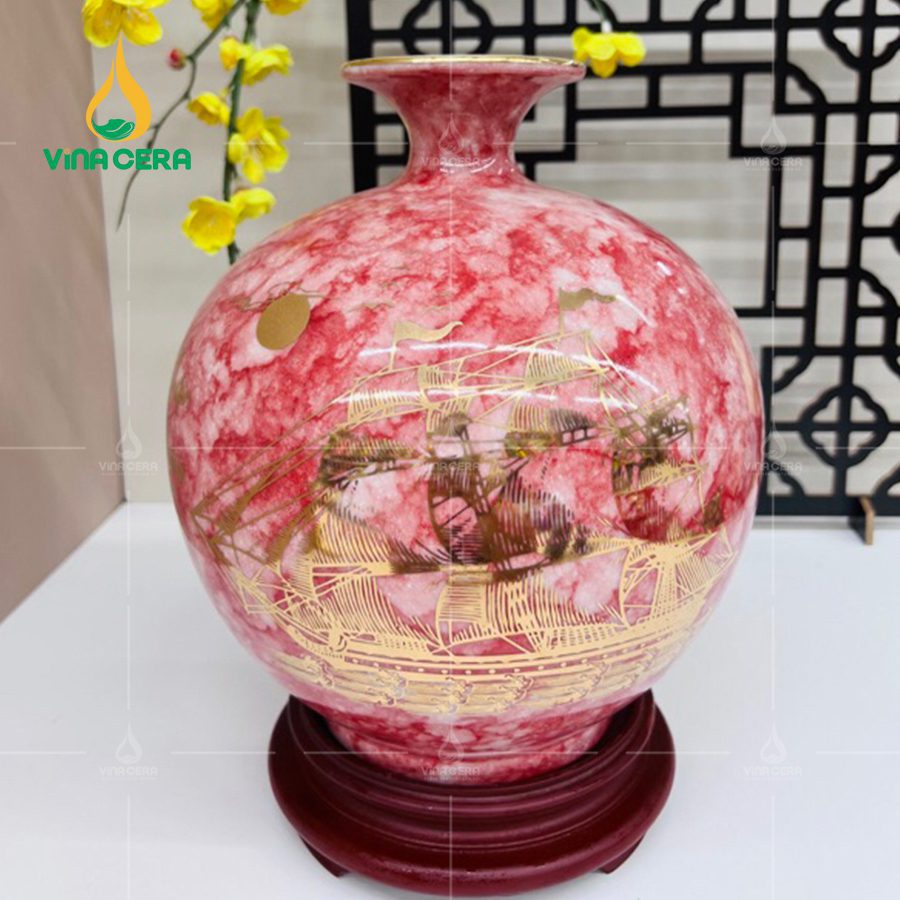 Bình Hút Lộc Men Vân Đá Gốm Sứ Bát Tràng