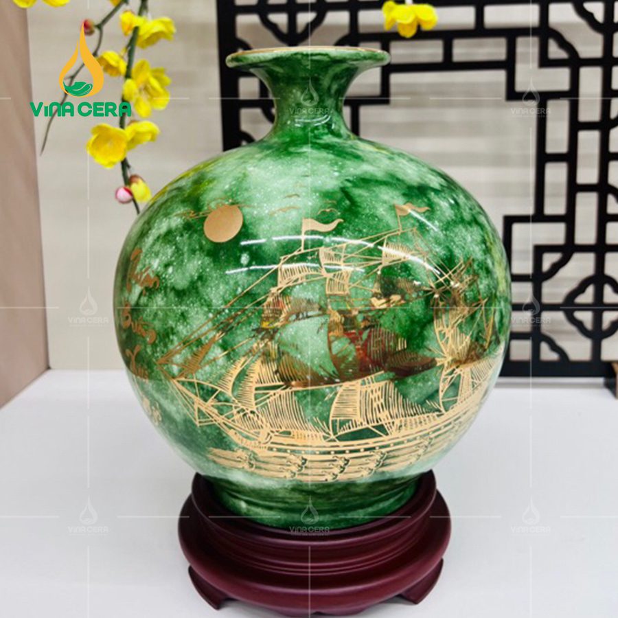 Bình Hút Lộc Men Vân Đá Thuận buồm xuôi gió