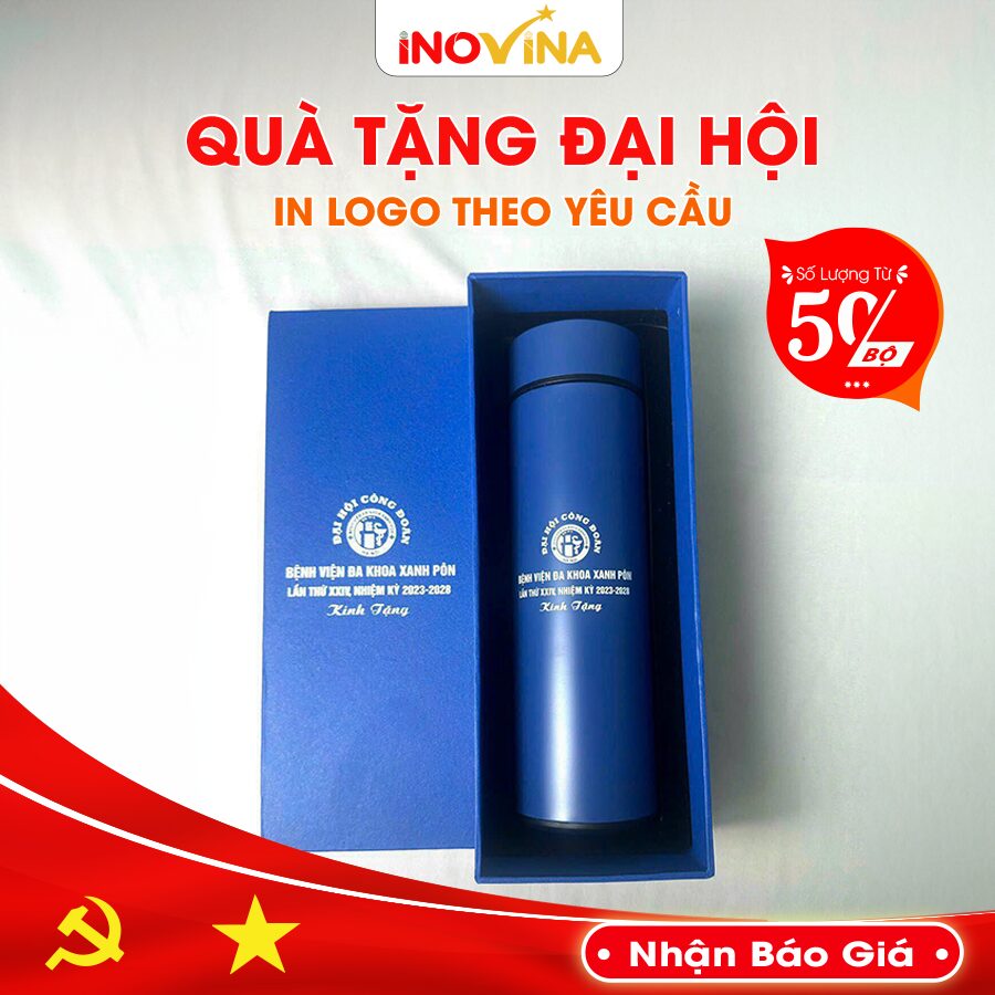 Bình giữ nhiệt quà tặng Đại hội in logo theo yêu cầu