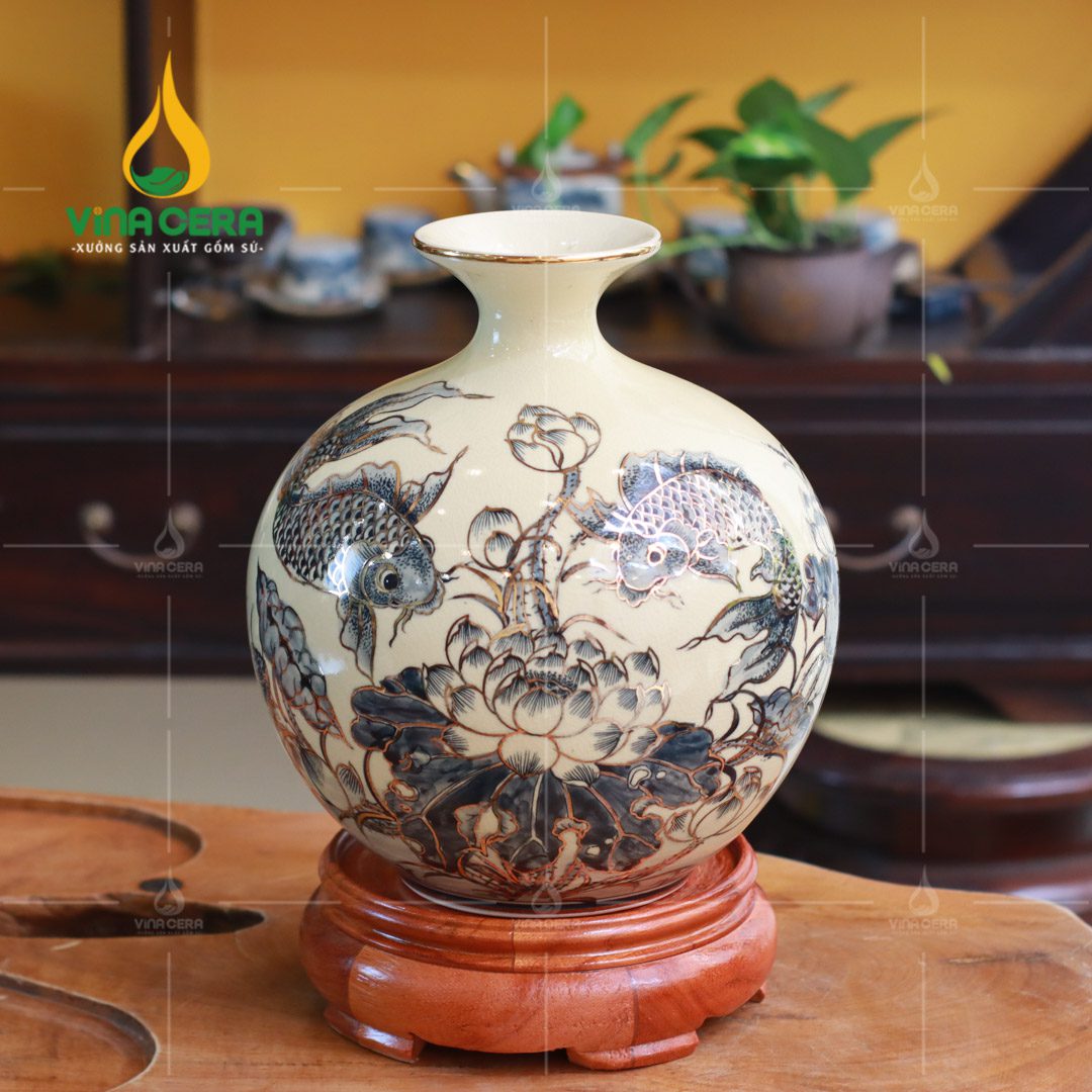 Bình hút lộc cá chép hoa sen