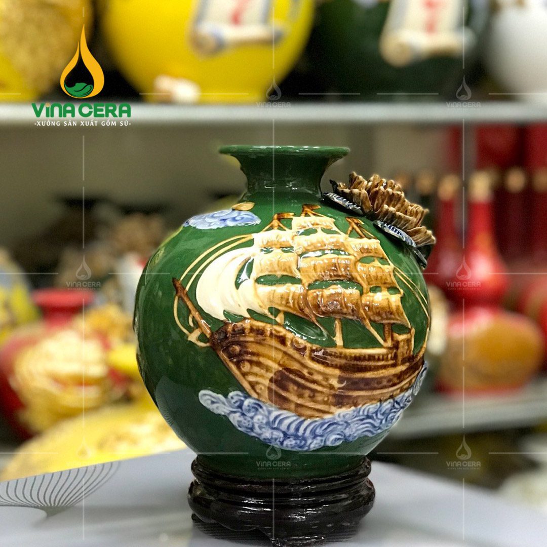 Bình hút lộc đắp nổi Thuận Buồm Xuôi Gió