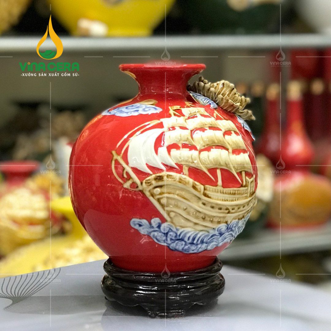 Bình hút lộc đắp nổi Thuận Buồm Xuôi Gió