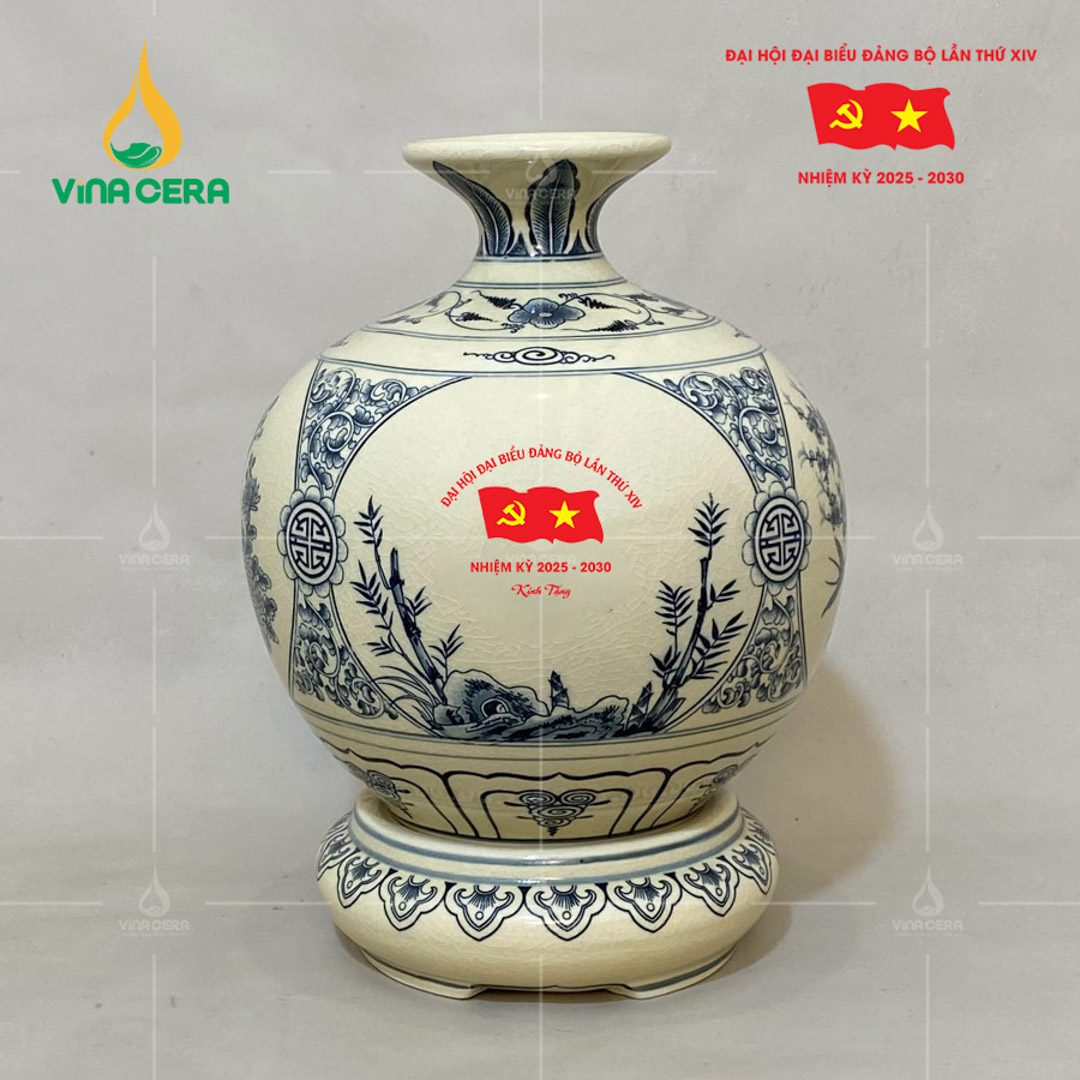 Bình hút lộc men Chu Đậu in logo Đại hội Đảng