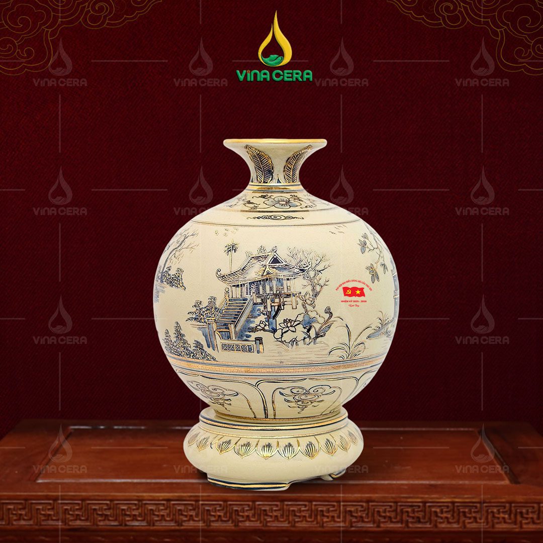 Bình hút lộc men Chu Đậu in logo Đại hội Đảng