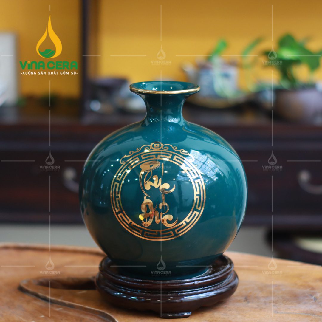 Bình hút lộc vẽ vàng Phúc Đức