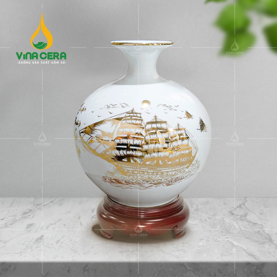 Bình hút lộc Thuận Buồm Xuôi Gió vẽ vàng