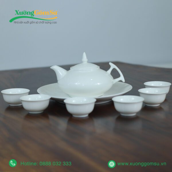 Bộ ấm chén dáng dẹt quai K