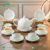 Bộ Ấm Chén Mẫu Đơn Sứ Trắng