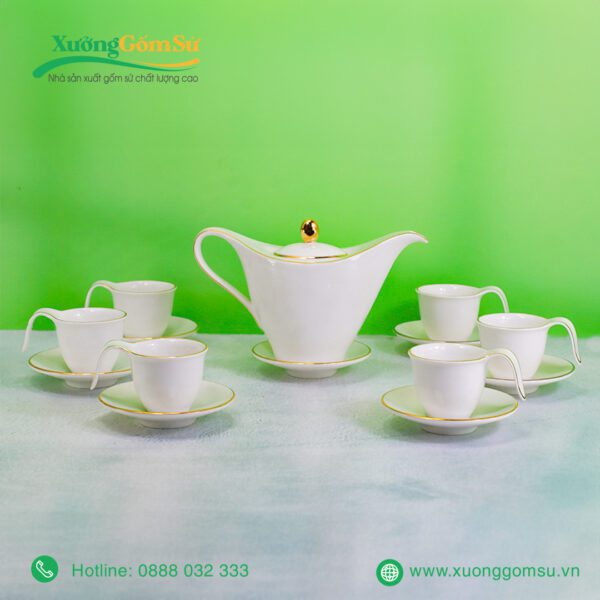 Bộ Ấm Chén Sứ Trắng Anh Vũ