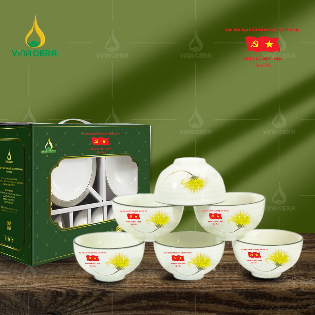 Bộ bàn ăn in logo Đại hội Đảng