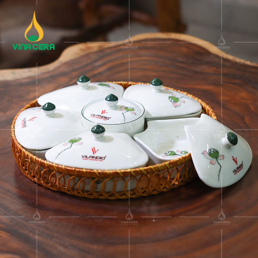 khay mứt sứ Bát tràng cao cấp