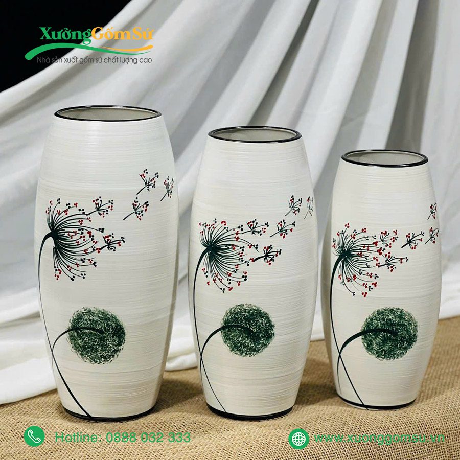 Lọ Hoa Bát Tràng vẽ tay hoa Bồ Công Anh