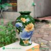 Lọ hoa men xanh lục đắp nổi hoa sen