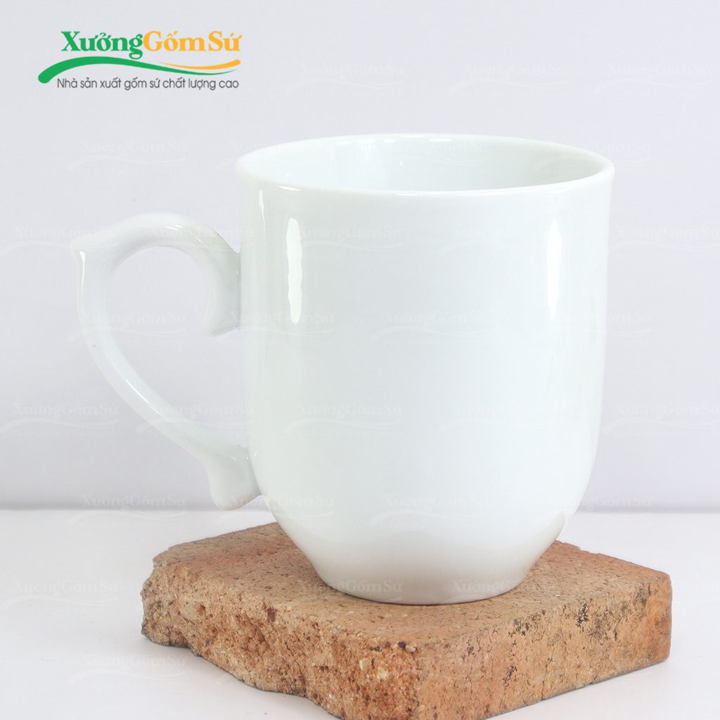 Ly sứ trắng bầu Bát Tràng