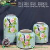 Lọ hoa gốm Bát Tràng men xanh hoa văn vẽ tay