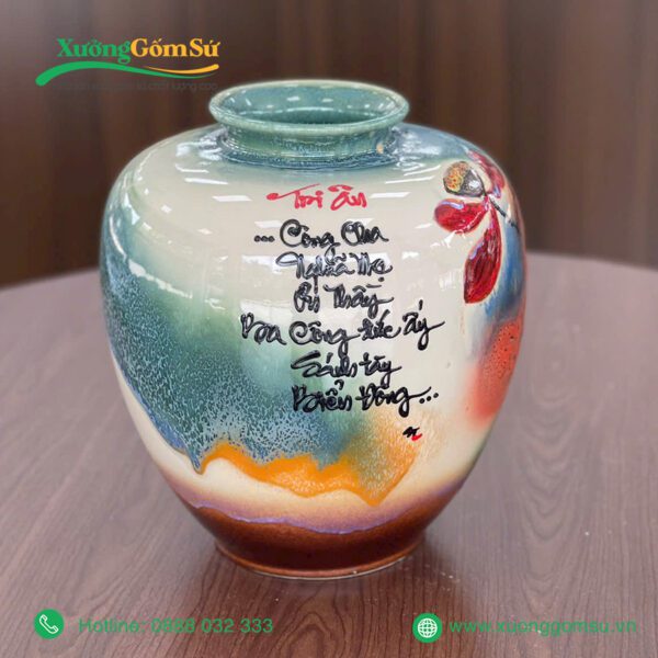 Lọ hoa gốm men suối ngọc