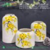 Lọ hoa gốm sứ Bát Tràng men kem vẽ hoa mai