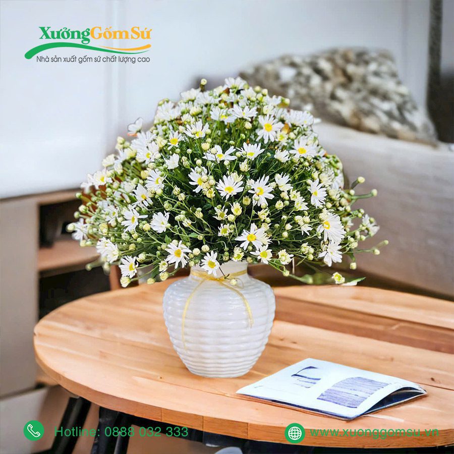 lọ hoa sứ trắng Bát Tràng (1)