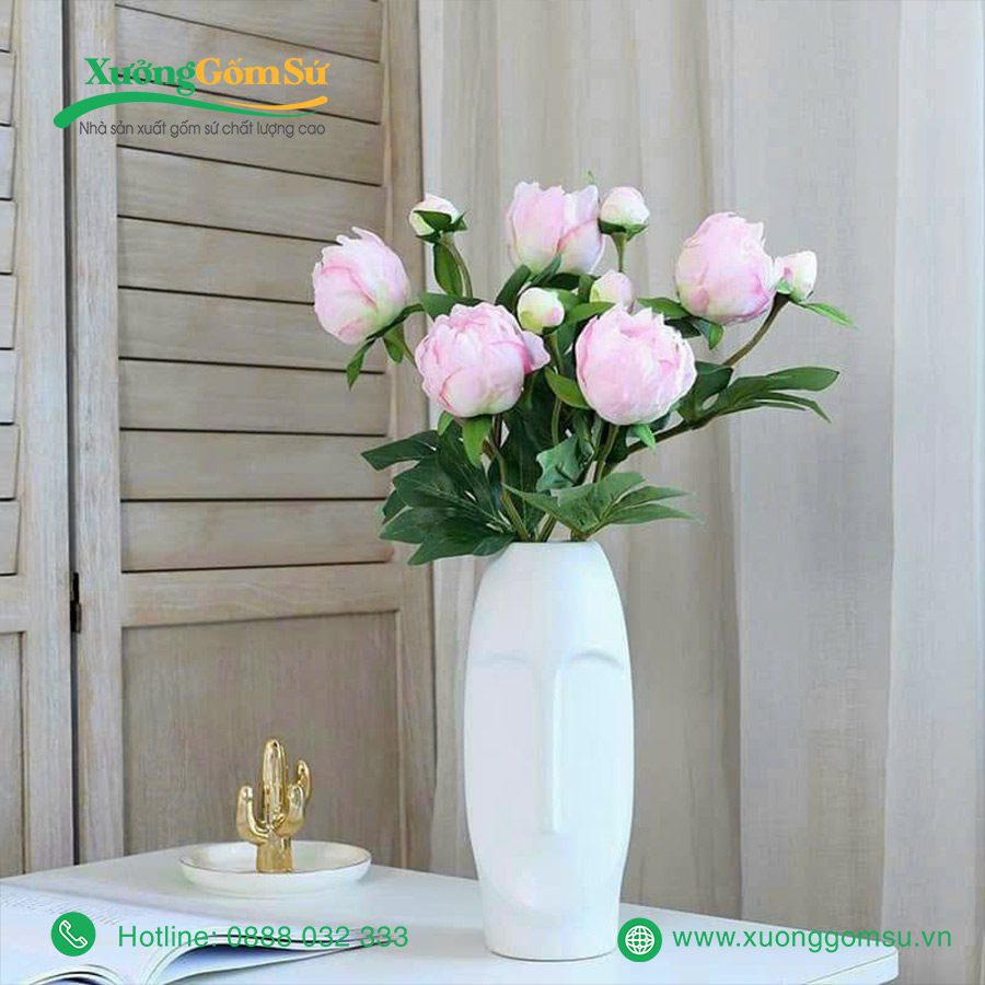 lọ hoa sứ trắng Bát Tràng (1)