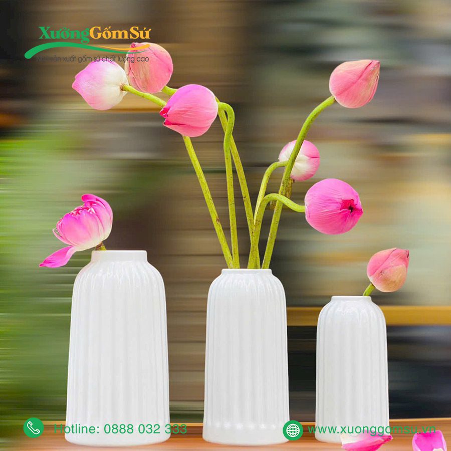 lọ hoa sứ trắng Bát Tràng (1)