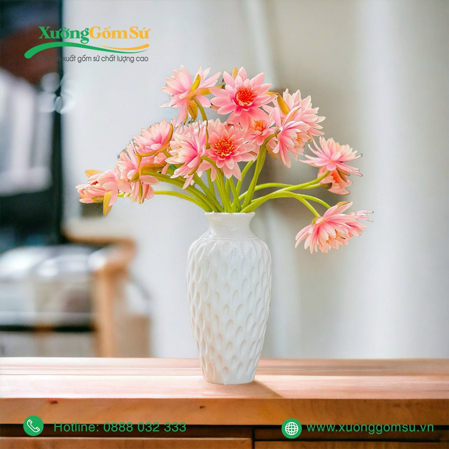 lọ hoa sứ trắng Bát Tràng (1)