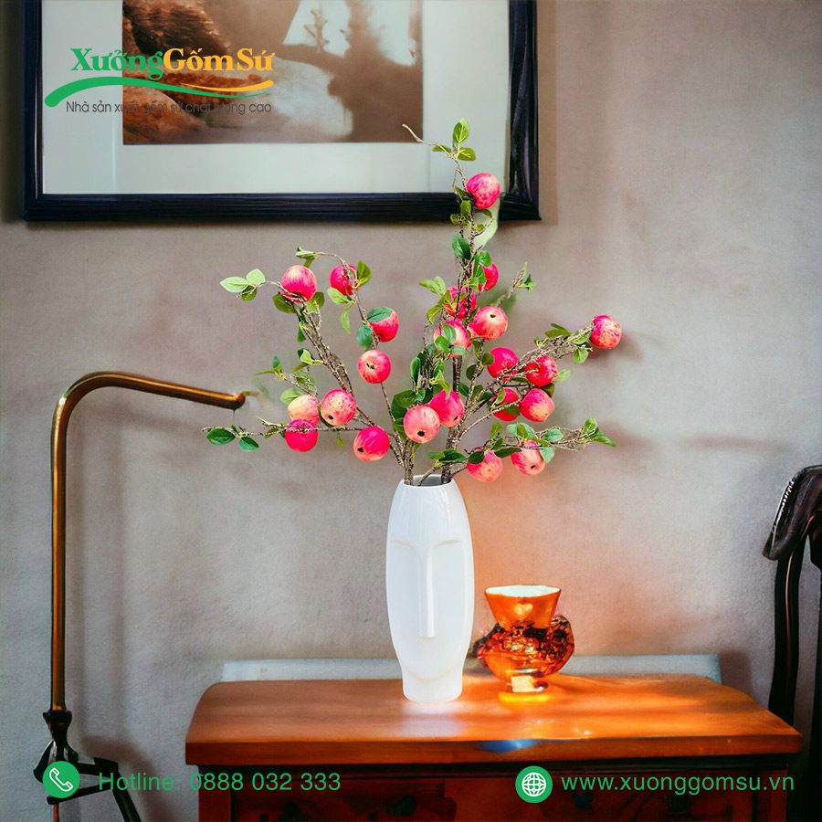 lọ hoa sứ trắng Bát Tràng (1)