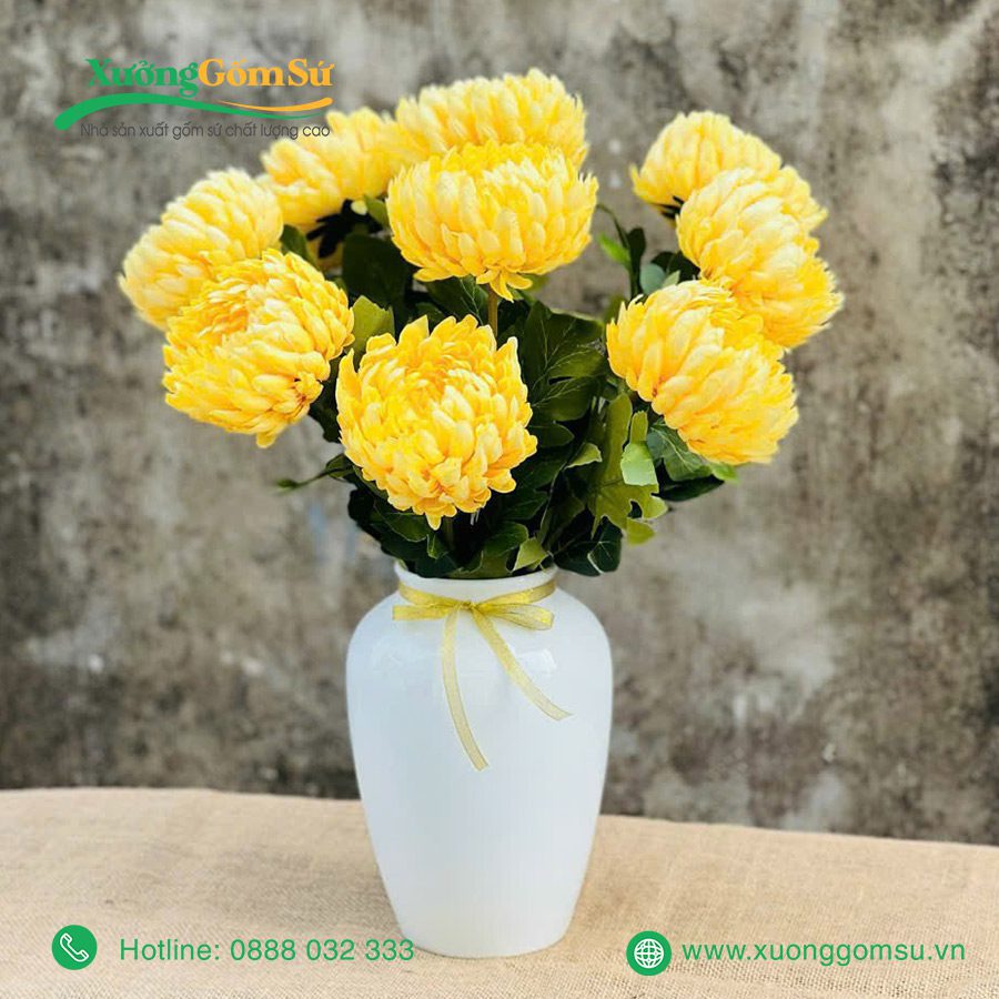 lọ hoa sứ trắng Bát Tràng (1)