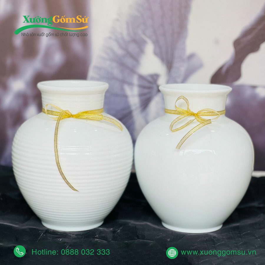 lọ hoa sứ trắng Bát Tràng (1)
