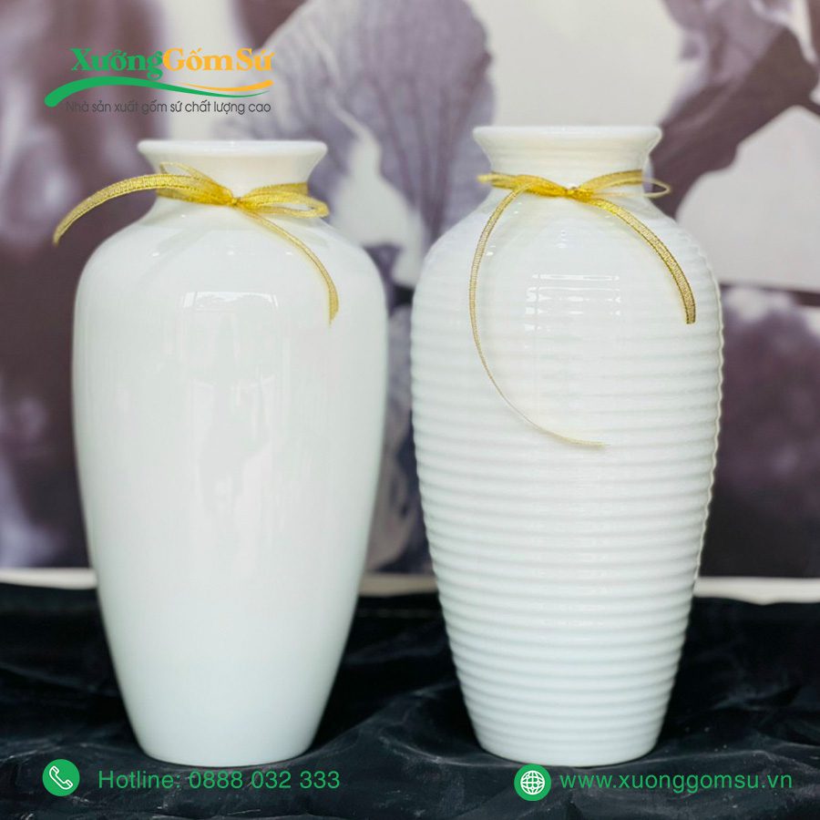 lọ hoa sứ trắng Bát Tràng (1)