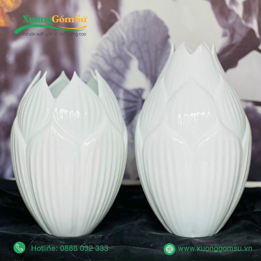 lọ hoa sứ trắng Bát Tràng (1)