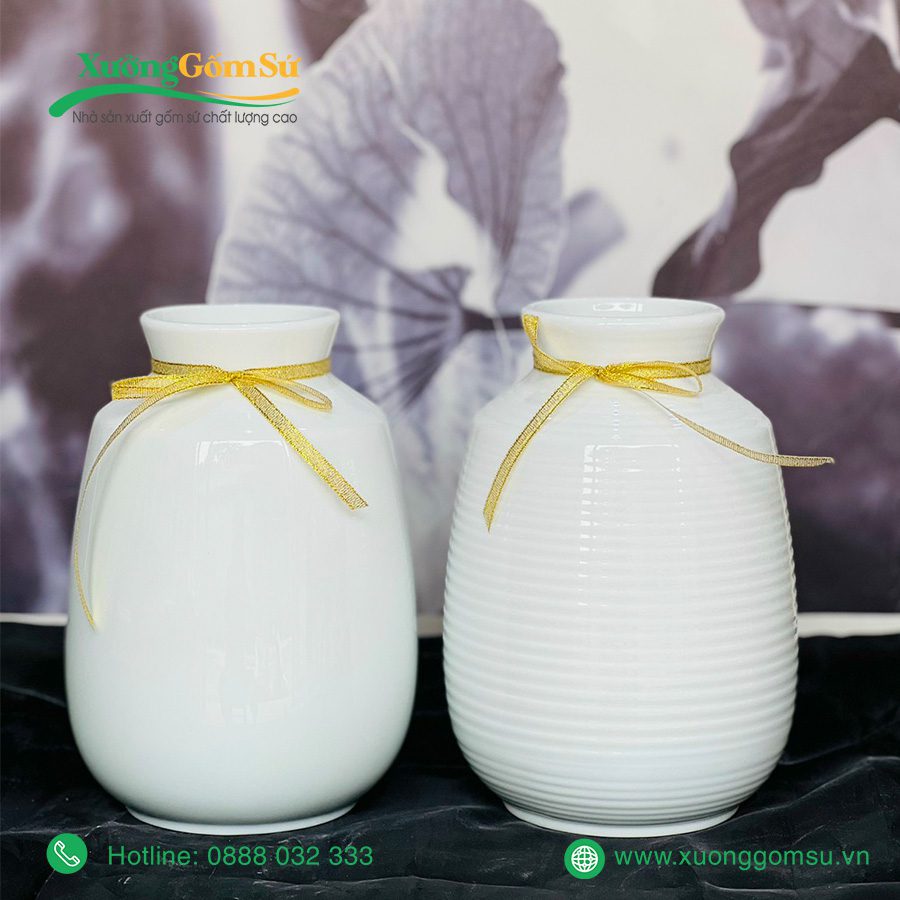 lọ hoa sứ trắng Bát Tràng (1)