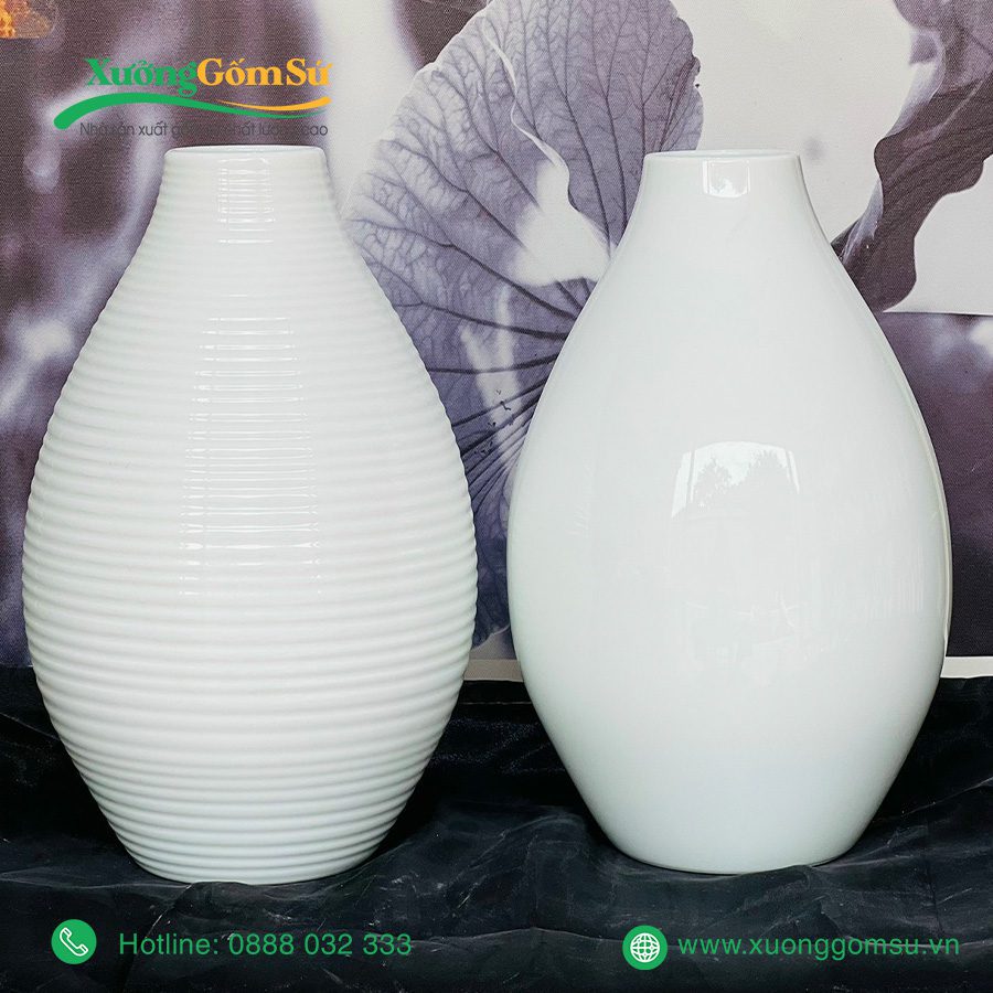 lọ hoa sứ trắng Bát Tràng (1)