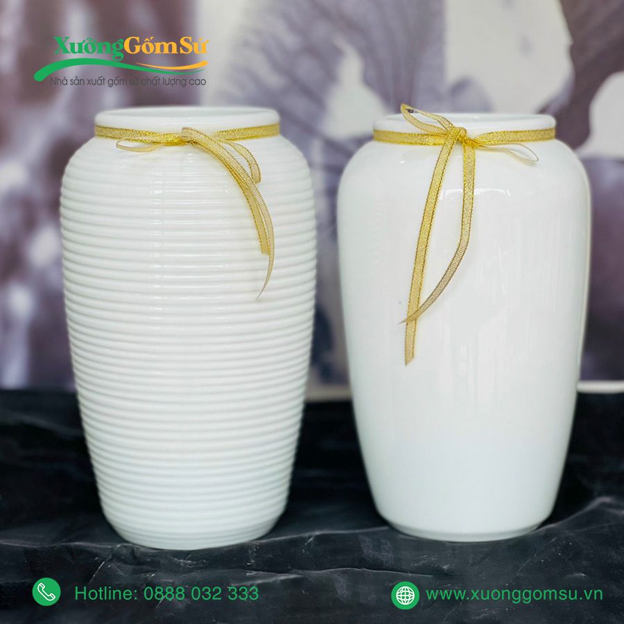 lọ hoa sứ trắng Bát Tràng (1)