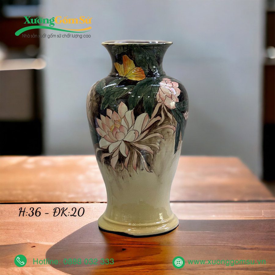 Lọ hoa vuốt tay gốm sứ Bát Tràng