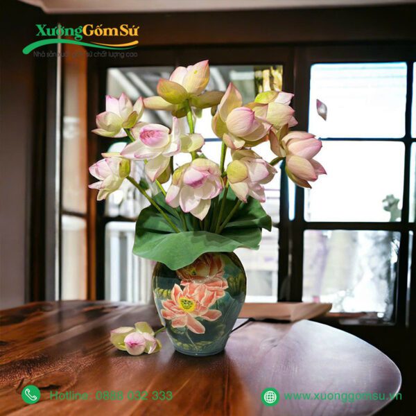 Lọ hoa vuốt tay gốm sứ Bát Tràng