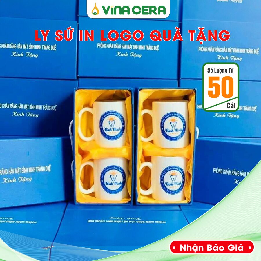 Sản xuất ly sứ Quà tặng Đại hội in logo theo yêu cầu